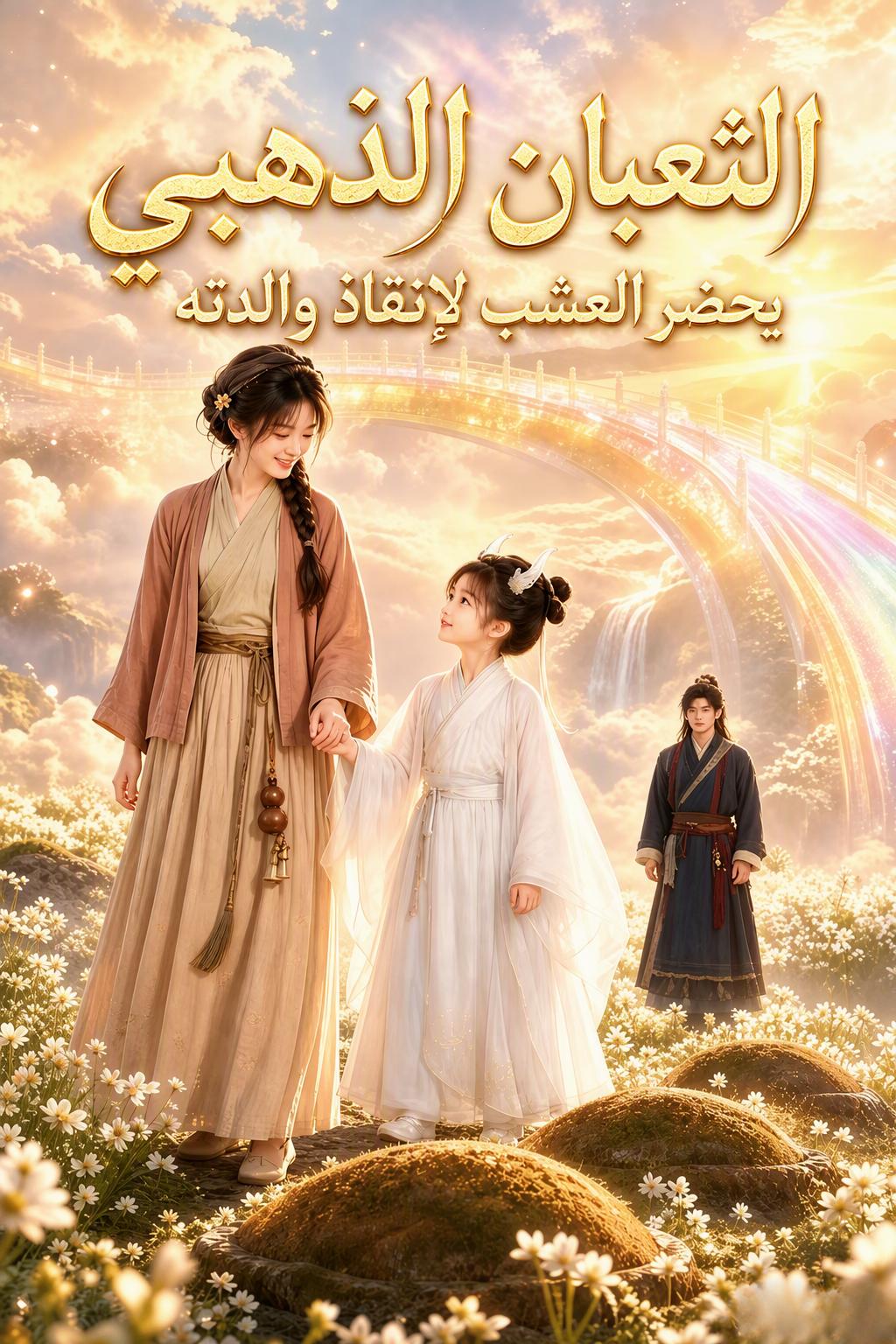 الثعبان الذهبي يحضر العشب لإنقاذ والدته