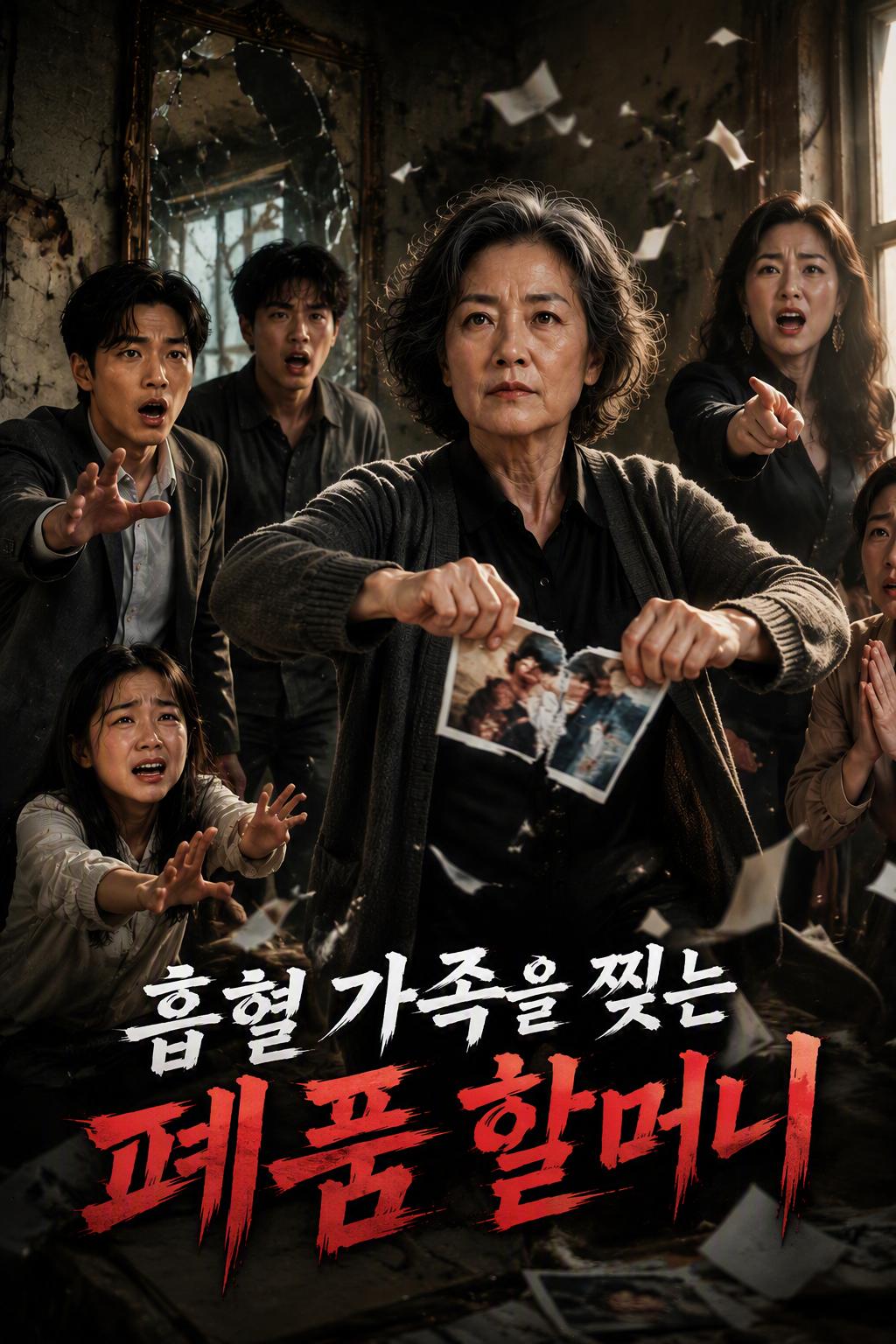 흡혈 가족을 찢는 폐품 할머니