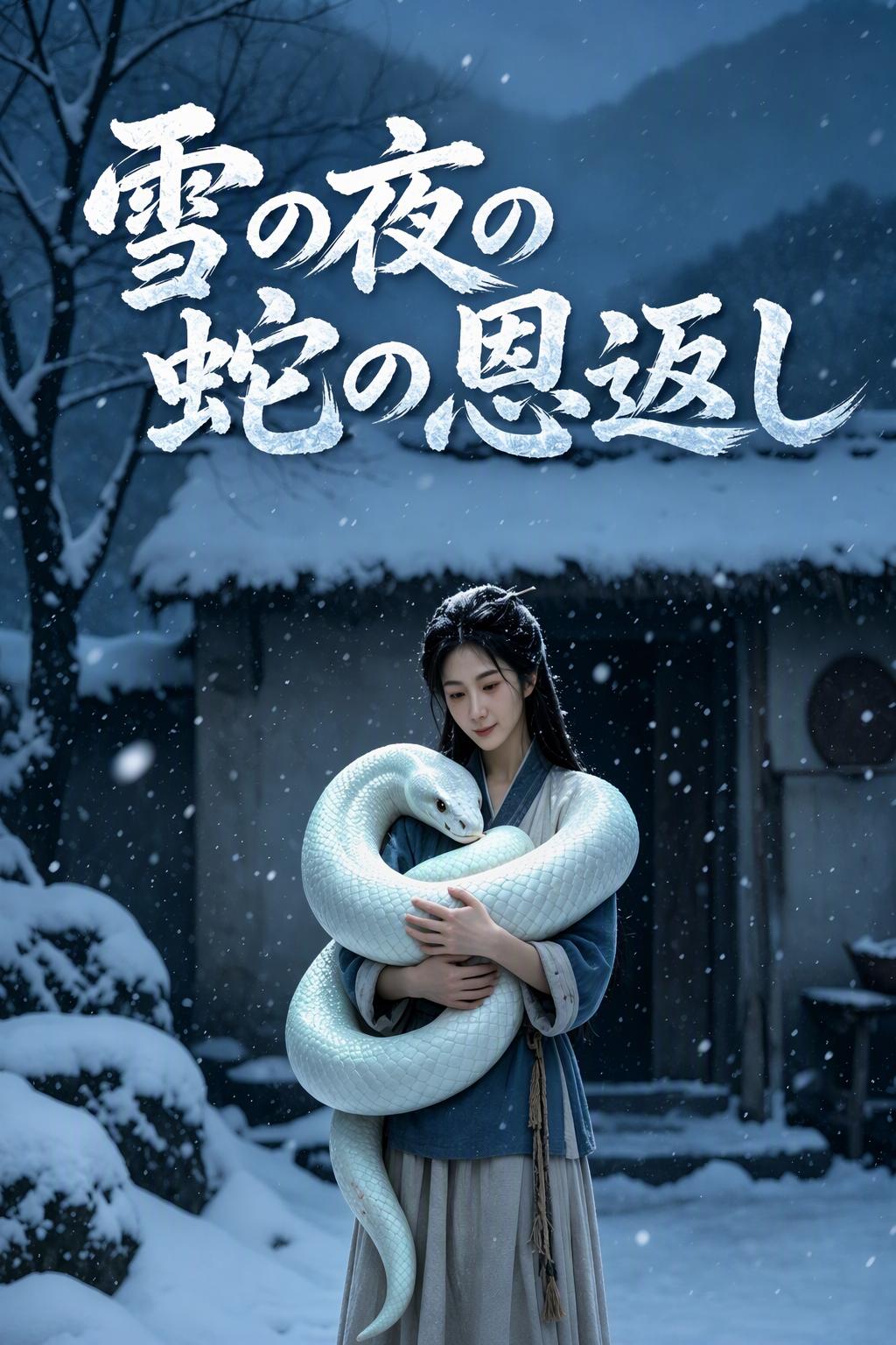 雪の夜の蛇の恩返し