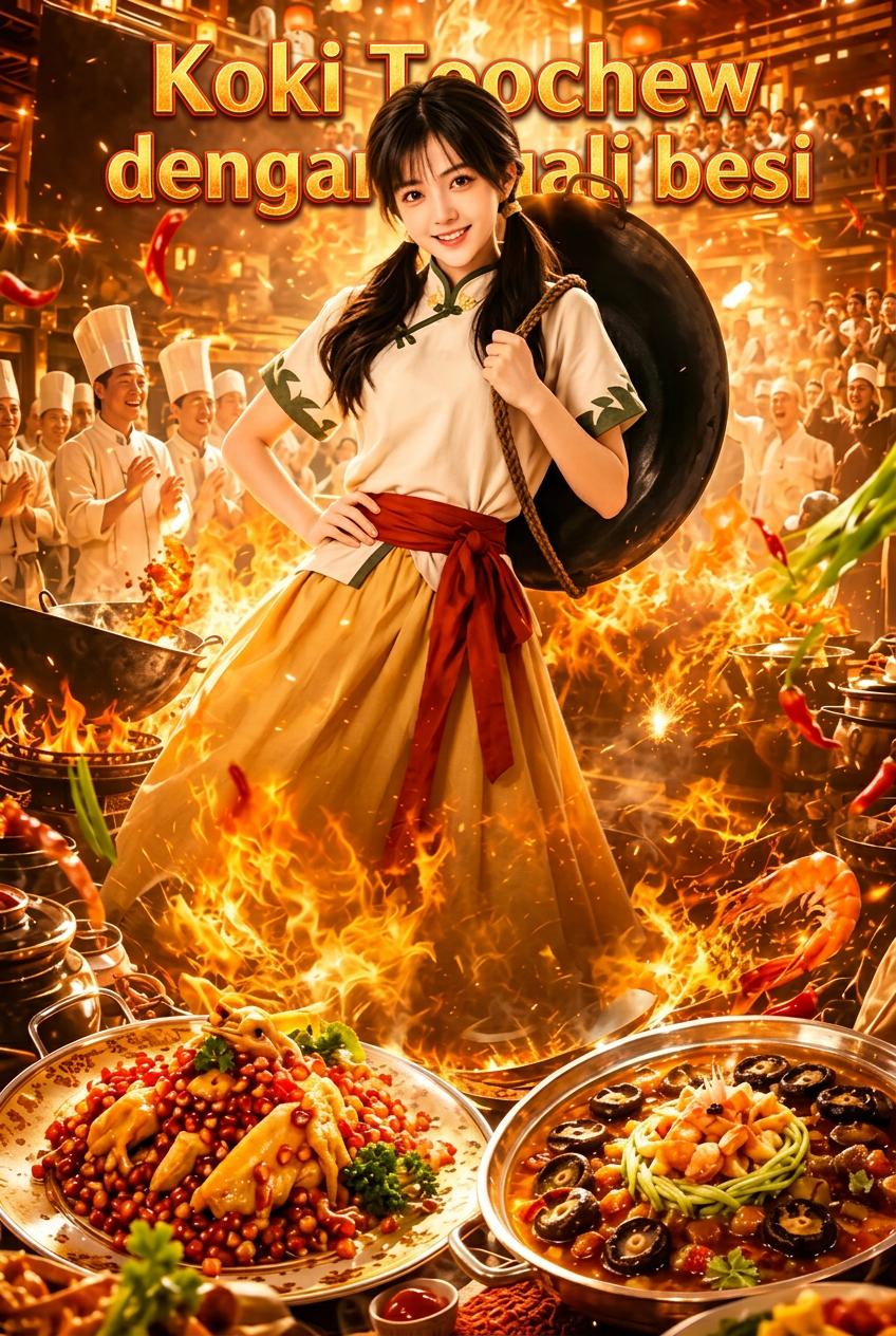 Koki Teochew dengan kuali besi
