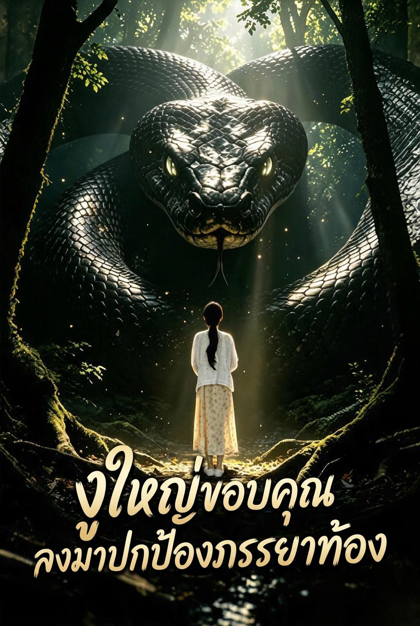 งูใหญ่ขอบคุณลงมาปกป้องภรรยาท้อง