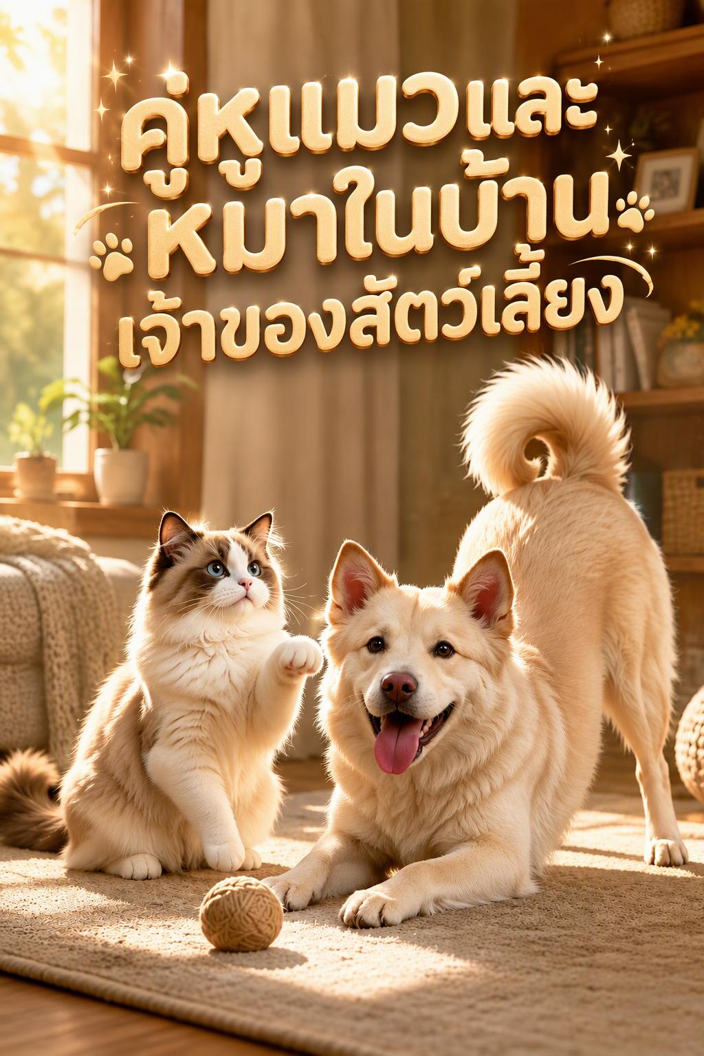 คู่หูแมวและหมาในบ้านเจ้าของสัตว์เลี้ยง