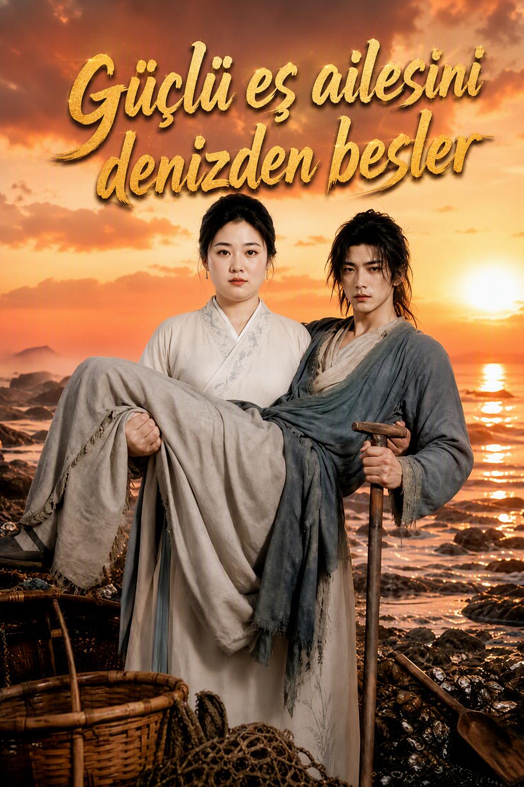 Güçlü eş ailesini denizden besler