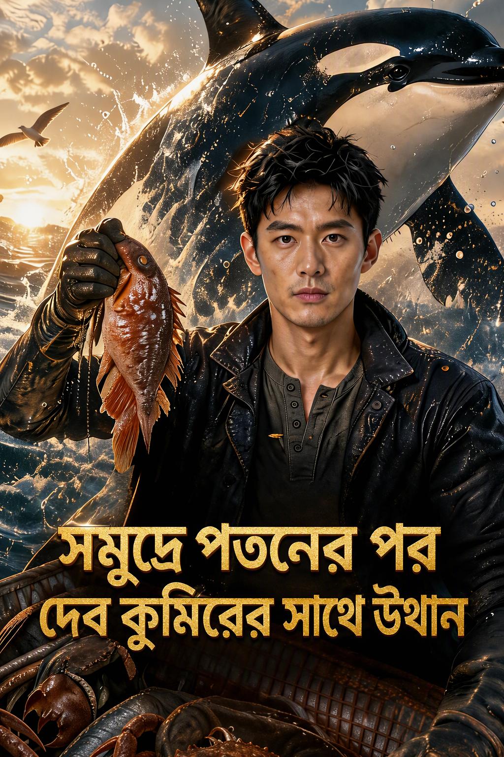 সমুদ্রে পতনের পর দেব কুমিরের সাথে উত্থান