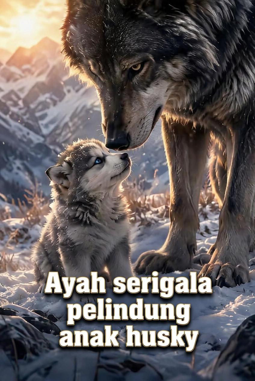 Ayah serigala pelindung anak husky