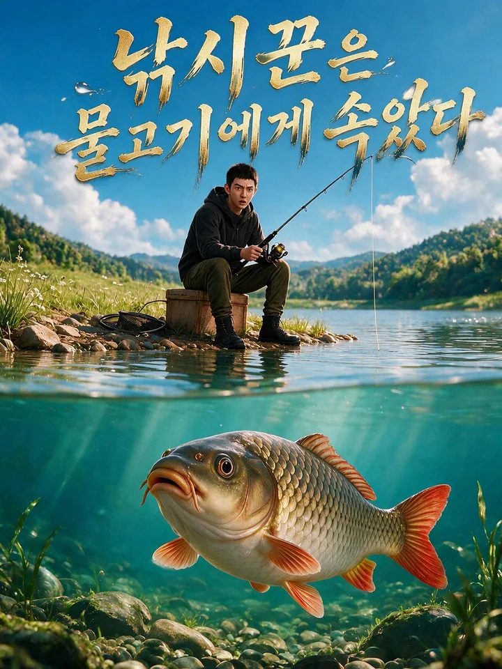 낚시꾼은 물고기에게 속았다