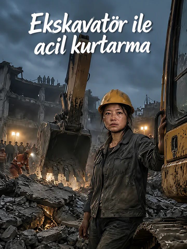 Kadın Ekskavatör Operatörü Acil Durumda Çocuğu Kurtarıyor