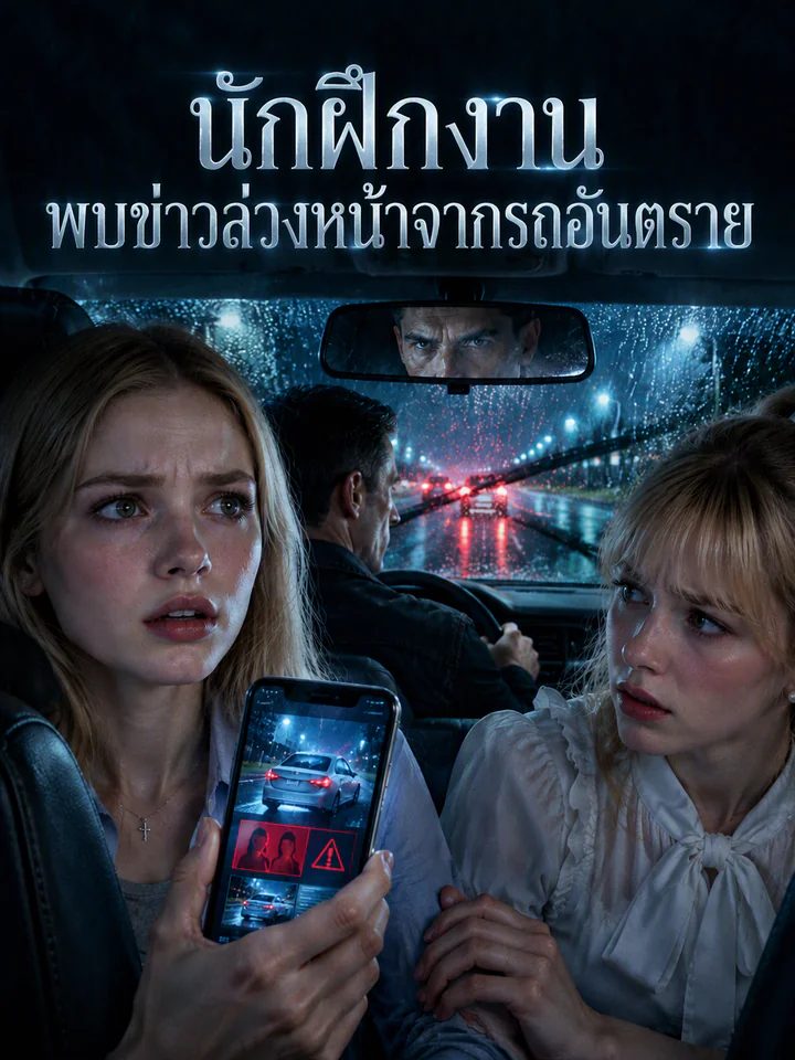 กระจกมองหลังใต้แสงฝน