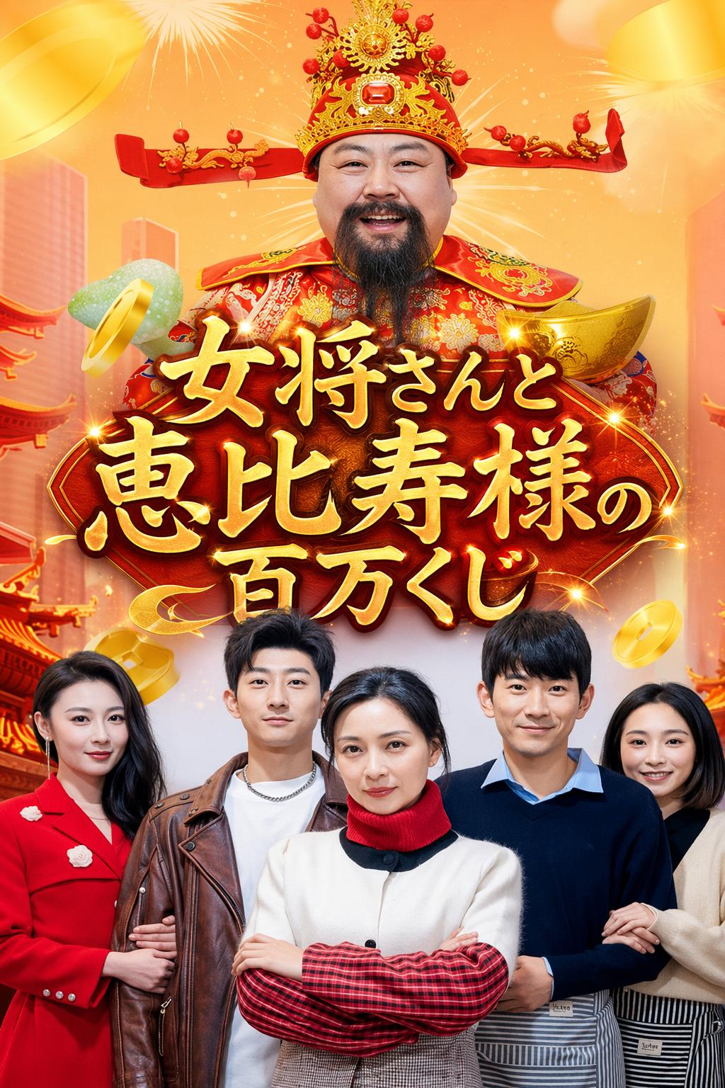女将さんと恵比寿様の百万くじ