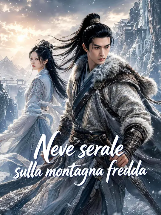 Neve serale sulla montagna fredda
