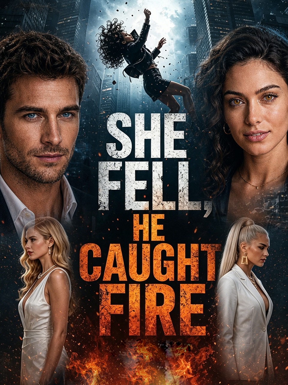 SHE FELL, HE CAUGHT FIRE