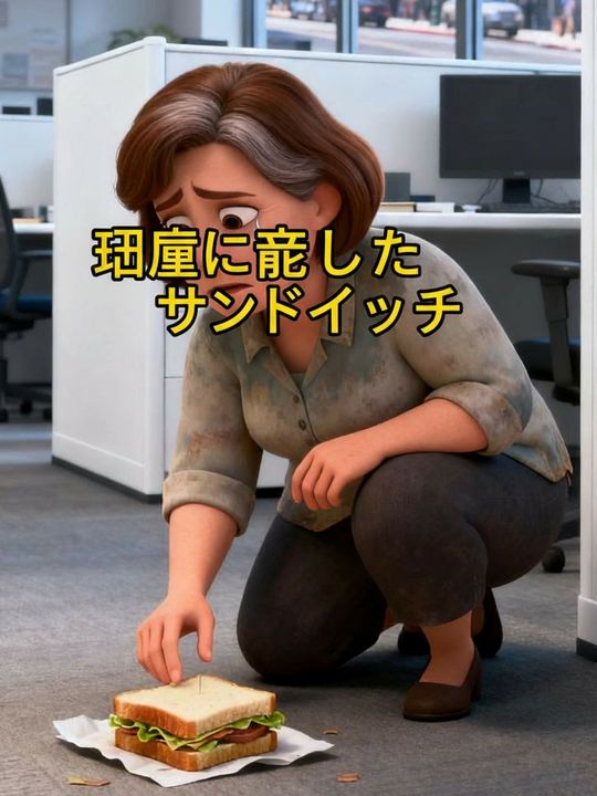 地面に落ちたサンドイッチ