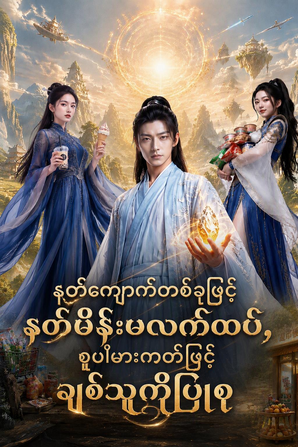 ဝိညာဉ်ကျောက်တစ်ဝက်နဲ့ နတ်သမီးကိုလက်ထပ်ပြီး စူပါမားကတ်ပစ္စည်းတွေနဲ့ အလိုလိုက်မယ်