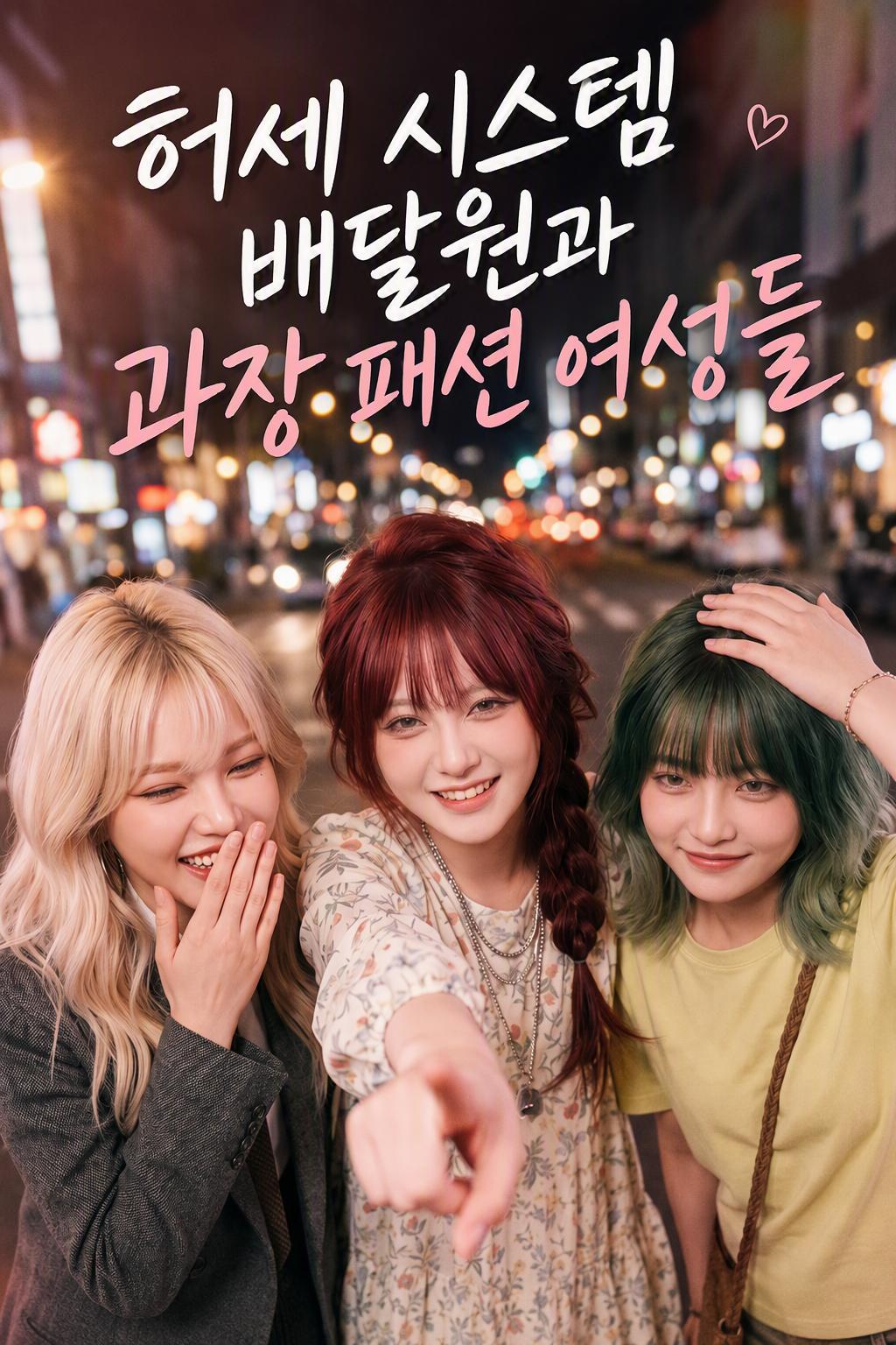 허세 시스템 배달원과 과장 패션 여성들