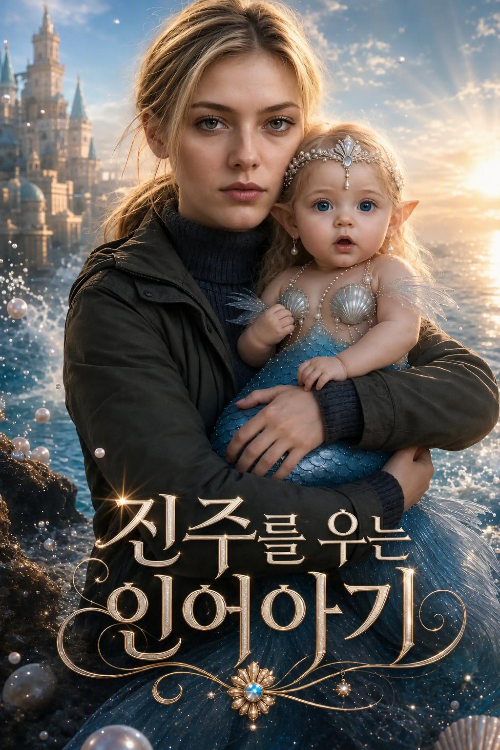 진주를 우는 아기 인어