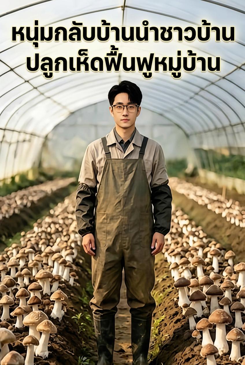 หนุ่มกลับบ้านนำชาวบ้านปลูกเห็ดฟื้นฟูหมู่บ้าน